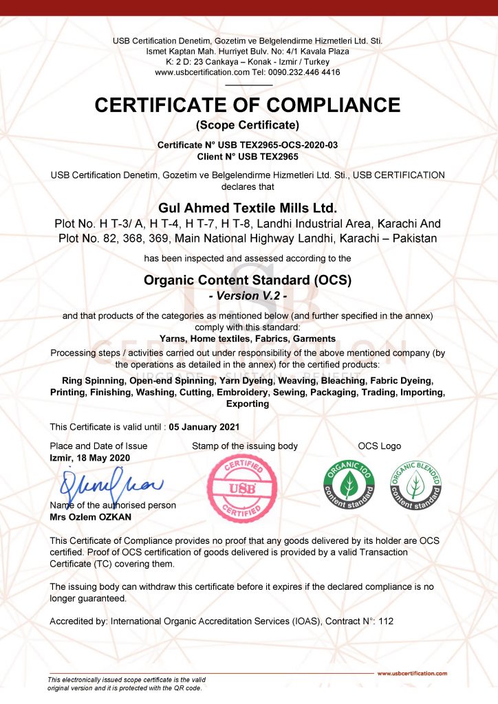 OCS Certificate_2020 GulAhmed